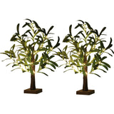 Garvee 2-Pack Lighted Artificial Olive Trees, 21" Tabletop Faux Bonsai - 50 Warm White LED Fairy Lights - USB or Battery Powered - Timer, Bendable limbs - Indoor Decor - Green