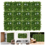 Garvee UV Resistant Artificial Boxwood & Fern Wall Panels, Dense 3D Faux Greenery Privacy Screen Tiles - interconnected 20x20 in for Indoor/Outdoor Fence Patio Balcony Decor - 12-Pack, 50x50cm - Simulated Aquatic Plant Bed + White Bougainvillea + Deciduous Plants + Spring Grasses