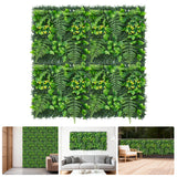 Garvee UV-Resistant Artificial Green Wall Panels - Faux Fern & Grass interconnected Privacy Screen Tiles, Realistic Foliage for Home/Office/Party Backdrop, Indoor/Outdoor - 50x50cm, 4 Pieces