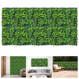 Garvee UV-Resistant Artificial Green Wall Panels - Faux Fern & Grass interconnected Privacy Screen Tiles for Indoor/Outdoor Decor, Garden/Party Backdrop - 50x50cm, 8 Pieces