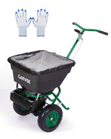 Garvee Heavy-Duty Push Broadcast Spreader for Lawn & Garden – 100lb Capacity, 12ft Coverage, Adjustable Drop Rate, 10" Pneumatic Tires, Rain Cover & Gloves, Seed, Fertilizer, Salt, Black Bucket & Dark Green Frame, Paddle with Baffle 100L - Black (Bucket) + Dark Green (Frame And Wheel Hubs)