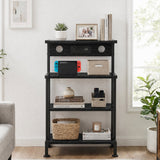 Garvee 4-Tier Gaming Console Stand with Built-In Power Strip, AV Media Stand/Stereo Rack Shelf - 3 AC Outlets, 2 USB Ports - Heavy-Duty Iron Frame, 200+ lb Capacity - Fits PS5/Xbox/Switch - Black