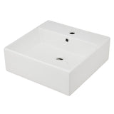 Garvee Square White Ceramic Vessel basin – Modern Countertop or Wall Mount Basin – Overflow & Single Faucet Hole – Perfect for Vanity Upgrade – Size 4646A033 - White