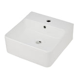 Garvee Modern Square Ceramic Bathroom Basin basin – White Countertop or Wall Mount Vanity – Single Faucet Hole & Overflow – Easy to Maintain – Size 4042A037 - 