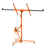 Garvee Heavy-Duty 11 ft Drywall Lift Hoist, 150 lb Panel Jack for Sheetrock/Plasterboard - 360° Swivel, 60° Tilt - Tool-Complimentary Assembly - 3 Locking Casters - Color: Orange/Black