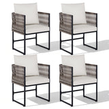 Garvee Durable PE Rattan Patio Dining Chairs Set with Cushions – Weather-Resistant Outdoor Garden Balcony Bistro Furniture – Set of 2, Two beige ones per box - Beige