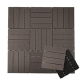 Garvee Heavy-Duty Interlinked WPC Deck Tiles 12" x 12" - 10 Pack Quick-Lock Outdoor Composite Patio Flooring for Balcony, Garden, Poolside, Porch, Walkways, Easy DIY Installation - Coffee