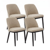 Garvee Modern Comfort Upholstered Dining Chairs Set of 2 - Thick Padded Cushion, Ergonomic Curved Back, Solid Wood Legs - Space-Saving, Easy Assembly - Ideal for Dining Room, Kitchen, Restaurant - Linen | Light Khaki
