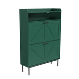 Garvee Slim Shoe Cabinet with 3 Invert Drawers, Narrow Vertical Shoe Storage Organizer for Entryway/Hallway/Closet, Space-Saving Freestanding Invert-Down Shoe Rack Cabinet - Green - Green