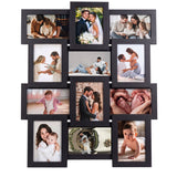 Garvee 18x24 Inch 12-Opening Collage Picture Frame for 4x6 Photos – Modern Wall Mountable Photo Display with Glass Front, Rustic Wood Finish Gallery Frame – Black