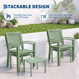 Garvee Stackable Metal Patio Bistro Set, Table + 2 Dining Chairs with Armrests, Rust-Resistant Steel, Heavy-Duty 300 lb Capacity, Space-Saving for Balcony/Deck/Backyard - Color: Green - Green