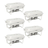 Garvee Commercial Stainless Steel Rectangular Chafing Dish Buffet Set with Lid – Full-Size Portable Food Warmer for Catering, Superior Frame, Large Capacity – 5 Pack