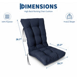Garvee Water-Resistant High-Density Foam Outdoor Rocking Chair Seat Cushion, 18x18 in - Durable Patio Furniture Chair Pad - Easy-Clean Cover - Navy Blue - Navy Blue