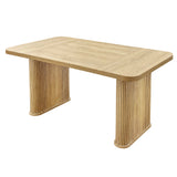 Garvee 62" Large Rectangular Dining Table for 6-8 People, Sturdy Pedestal Legs with Grille Design – Modern Light Oak