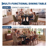 Garvee 43.3"-59" Extendable Round to Oval Dining Table for 4-8 – Mid-Century Modern Farmhouse Kitchen Table with Sturdy Base & Adjustable Leveling Feet – Black