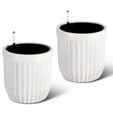 Garvee 14.5 Inch Tall Planters Set of 2 Flower Pots with a Water Level Monitor, Self Watering Insert and Hidden Wheels, Ideal for Living Room, Bedroom Office, Patio, Porch, Garden, White