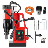 Garvee Magnetic Drill, 1550W 550RPM Portable Magnetic Drill Press, 1.57in Boring Diameter, 12Pcs Drill Bits Electric Drilling Machine for Metal Surface, Industrial and Home Improvement 500RPM - Red
