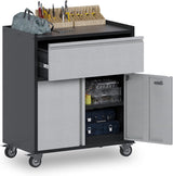 Garvee Storage Cabinet Tool Cart with 1 Drawer - Heavy-Duty Rolling Tool Box with Wheels, Metal Storage Cabinet and Drawers, Perfect for Garage, Warehouse, Workshop, and Repair Shop, Gray - Grey-With Drawer