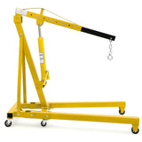 Garvee 2-Ton Engine Hoist with Lever - Heavy-Duty Folding Cherry Picker Engine Lift Hydraulic Shop Crane, 4000 lbs Capacity, Yellow - Yellow-B
