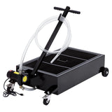Garvee 25 Gallon Oil Drain Pan with 110V Electric Pump, 8FT Hose, Folding Handle, Carbon Steel, Wheels, for Cars, SUVs, Trucks, Buses, RVs - Black