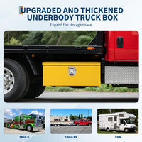Garvee 48 Inch Steel Truck Bed Tool Box - Diamond Plate Design with Side Handles and Locking Keys, Compact Storage for Pickup Trucks, RVs, and Trailers, Yellow