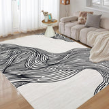 Garvee Large Area Rug 9x12 Rugs for Living Room Washable Rug Non Slip Modern Abstract Rug Low Pile Foldable Thin Rug Soft Indoor Non-Shedding Carpet for Bedroom Nursery Home Office Cream