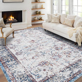 Garvee Area Rugs 4x6 Washable Vintage Printed Indoor Floor Carpet with Non-Slip Backing, Oriental Distressed Accent Rugs, Non-Shedding Soft Low Pile Carpet for Bedroom, Office, Colorful