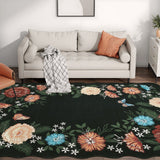 Garvee 5x7 Black Irregular Area Rugs for Living Room Ultra Soft Washable Rugs for Bedroom Non Slip Nursery Rug Non Shedding Kids Rug Modern Floral Playroom Carpet for Bedroom Dining Room - Black