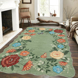 Garvee 5x7 Green Irregular Area Rugs for Living Room Ultra Soft Washable Rugs for Bedroom Non Slip Nursery Rug Non Shedding Kids Rug Modern Floral Playroom Carpet for Bedroom Dining Room - Green