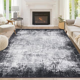 Garvee Modern Black & Grey 8x10 Rug for Living Room Washable, Soft Bordered Abstract Large Area Rugs for Bedroom, Low Pile Non-Slip Indoor Floor Carpet Farmhouse Rugs for Dining Room, Black/Grey - Black & Grey