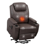 Garvee Power Lift Recliner Chair for Elderly - Electric Lift Recliner with 8-Section Vibration Massage & Lumbar Heat, PU Leather, Cup Holders & Armrest Storage - Brown