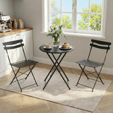 Garvee 2-Piece Folding Metal Bistro Chair Set, Powder-Coated Steel Outdoor Chairs, 300 lb Capacity Each, No Assembly for Balcony, Patio & Garden, Black