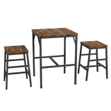 Garvee Space-Saving 3-Piece Pub Height Dining Set for 2 - Square High Top Bar Table with 2 Stools - Compact Bistro for Apartments/Small Spaces, Antique Wood