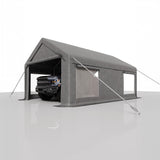 Garvee Heavy-Duty 12x20 FT Carport Canopy Shelter – Portable Garage Tent with Reinforced Galvanized Steel Frame, Roll-Up Doors & Windows, Removable Sidewalls, Waterproof Cover for Cars, Trucks, Boats, SUVs, Tractors – Grey