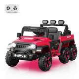 Garvee 24V 4WD Kids Electric Ride On Car – 6 EVA Wheels – Parental Remote Control – 3 Speeds – Gentle Start – Battery Display – Wireless Audio Music – Realistic Off-Road Vehicle-Style Truck – Battery Powered Stroller Toy Vehicle – Rose Red - Rose Red