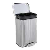 Garvee Stainless Steel Step Trash Can 50L – Soft-Close Lid, Fingerprint-Proof, Removable Inner Bucket, Fluted Rectangular Indoor Waste & Recycling Bin for Kitchen, Home, Office – 42.8×35.5×62cm (50L stainless steel color 42.8*35.5*62cm)