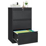 Garvee 3 Drawer File Cabinet with Lock, Metal Lateral File Cabinets for Home Office, Steel Wide Filing Organization Storage Cabinets for Hanging Files Letter/Legal/F4/A4 Size, Black