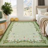 Garvee 8' × 10' Modern Washable Area Rug, Machine Washable Non-Slip Low-Pile Soft Rug for Living Room, Bedroom & Dining Room, Green