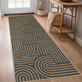 Garvee 2' × 6' Abstract Easy Jute Runner Rug, Washable Non-Slip Indoor Outdoor Rug for Kitchen, Hallway, Entryway & Patio, Black/Brown