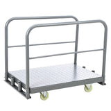 Garvee Heavy-Duty Steel Platform Truck Cart/Panel Dolly - 2000 lb Capacity - 360° Swivel Casters - Front & Side Handrails - Brake Wheel (2000Lbs with brake wheel)