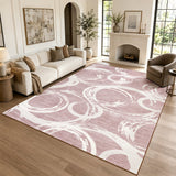 Garvee 5' × 7' Abstract Swirl Area Rug, Machine Washable Non-Slip Low-Pile Stain-Resistant Soft Rug for Living Room, Bedroom & Dining Room, Pink
