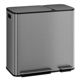 Garvee Dual Compartment Kitchen Trash Can 50L+20L – Stainless Steel – Soft Close Lid – Step Pedal – 2 Removable Buckets – Waste & Recycling Bin – Fingerprint Resistant – Matte Gray