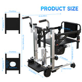 Garvee Hydraulic Patient Lift Transfer Chair for Elderly – Lightweight Mobility Aid with 180° Split Seat, Portable for Home, Bedside, Bathroom & Car, Easy for Caregivers – Color: Black and White