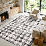 Garvee 5x7 Checkered Area Rug, Washable Modern Geometric Rug, Non Slip Low Pile Soft Carpet for Bedroom, Living Room, Dining Room, Black