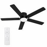 Garvee Modern Low Profile 52-Inch Ceiling Fan with Light & Remote Control - Easy-Detach Composite Wood Blades - For Kitchen/Dining Room/Patio/Porch/Gazebo - Color: Black