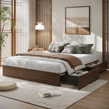 Garvee Bed Frame with 2 Storage Drawers, Wooden Low Profile Bed Frame, No Headboard, Wood Slat Support, Noise Free, No Box Spring Needed, Easy Assembly