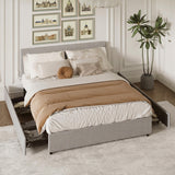 Garvee Storage Platform Bed Frame – 4 Spacious Drawers, Upholstered in Dark Gray Fabric, Sturdy Wooden Slats, No Box Spring Needed
