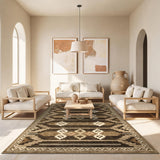 Garvee 8' × 10' Wavy Linear Area Rug, Soft Washable Low-Pile Polyester Carpet for Living Room, Bedroom and Dining Room, Brown