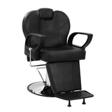 Garvee Reclining PU Leather Lounge Barber Chair for Salon or Home – Heavy Duty Hydraulic Lift – Adjustable Height, Headrest & Footrest – 360° Swivel – High-Density Sponge – 330 lbs Max Load – Black Silver Plating