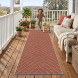 Garvee 2' x 6' Striped Easy Jute Runner Rug, Washable Non-Slip Low-Pile Indoor Outdoor Rug for Hallway, Kitchen & Entryway, Terracotta